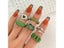 6Pcs Green Embrace Hands Rings Set For Women Metal Paint Coating INS Style Love Carousel 7