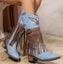 SALE Womens Sz 8 (True to size) Tassel Western Blue Boots Cowgirl Vegan Leather Carousel 4