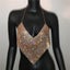 Diamante V-Shaped Crop Top - Sparkly Crystals, Club Wear, Fun, Sexy, Gold Carousel 3