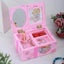 Pink Musical Jewelry Box Plastic Square Cartoon Music Box Storage Case Carousel 3