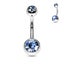 Light Blue, Silver Double Jewelled Navel Barbells. Carousel 1