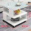 Modern Coffee Table Bedside Sofa End Table With Glass (White) Carousel 2
