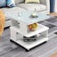 Modern Coffee Table Bedside Sofa End Table With Glass (White) Carousel 5