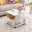Modern Coffee Table Bedside Sofa End Table With Glass (White) Carousel 6