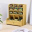 Wooden Desk Organizer Student Stationery Storage Box Carousel 6