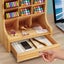 Wooden Desk Organizer Student Stationery Storage Box Carousel 10