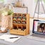 Wooden Desk Organizer Student Stationery Storage Box Carousel 11