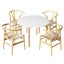 1 Dining Table And 4 Chairs Set Wishbone Wood Carousel 1