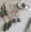 Long dangley silver engraved Egyptian sun earrings blue disco ball or hoop Carousel 1