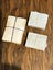 Three bundles of used, vintage Australian stamps, tied up with cotton thread Carousel 3