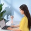 Elosung White Outdoor Handheld Cooling Fan Mini Macaron Portable Desk With Carab Carousel 4