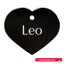 Pet Name Tag - "Leo" - Large Black Heart 1pk Carousel 1