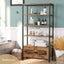 5 Tier Bookshelf Bookcase Vertical Display Shelves Storage Cabinet with 2 Doors Carousel 5