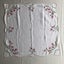 Vintage Hand Embroidered Pink Floral Linen Tablecloth Carousel 5