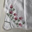 Vintage Hand Embroidered Pink Floral Linen Tablecloth Carousel 6