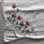 Vintage Hand Embroidered Pink Floral Linen Tablecloth Carousel 11