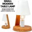 32cm Wooden Base Modern Desk Table Lamp Light Metal Shade Designer - White Carousel 2