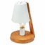 32cm Wooden Base Modern Desk Table Lamp Light Metal Shade Designer - White Carousel 3