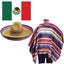 3pc Set Mexican Flag + Poncho + Sombrero Set Costume Wild West Cowboy Party Carousel 1