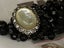 Vintage MOP Scarf Clip Enhancer on French Jet Deco Era Beaded Necklace Carousel 14