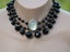 Vintage MOP Scarf Clip Enhancer on French Jet Deco Era Beaded Necklace Carousel 1