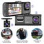 Dash Cam W/ IR Night Vision Loop Recording & 2" IPS Screen 1080P 3 Camera DVR... Carousel 3