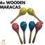 6x WOODEN MARACAS Musical Egg Percussion Toy Shakers Rattles Rumba Party BULK Carousel 6