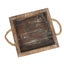 Wooden Antique Design Square Tray Home Restaurant Decor w/ Rope Handles Carousel 1