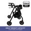 Foldable Mobility Steel Rollator 136Kg Max Capacity Black Carousel 10
