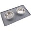 Stainless Steel Non-toxic Pet Water Food Double Bowl with Silicone Mat Carousel 1