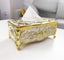 Golden Plastic Facial Tissue Box Cover - Elegant Holder for Bathroom, Bedroom, o Carousel 1