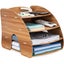 Wooden Office Desk Tidy Stationery A4 File Document Tray Rack Sorter Holder Org Carousel 3