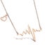 Elegant Womens Stainless Steel Heart &amp; Heartbeat Pendant Necklace Rose Gold Carousel 1