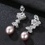 Silver Pearl Drop Earrings "Charlotte" (Grape) Carousel 1