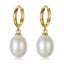 18K Gold Drop Hoop Pearl Earrings "Darla" (White) Carousel 4