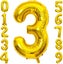 40 Inch Large Gold Number 3 Letter Balloon, Alphabet Letter Mylar Foil Helium Bi Carousel 1