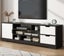 Entertainment Unit TV Stand Cabinet 1.4m Black and White 57cm tall 1 door Carousel 1
