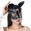 Black Leather Cat Woman Mask Masquerade Adjustable Head Mask,cat Ears With Rivet Carousel 4