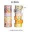 Washi Tape 12 Rolls Decorative Washi Tape Set With Cute Gold Foil Flower Desig Carousel 2