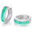 Silver Huggie Opal Earrings "Lopaz" (Green) Carousel 1