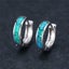Silver Huggie Opal Earrings "Lopaz" (Green) Carousel 2