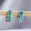Silver Huggie Opal Earrings "Lopaz" (Green) Carousel 3
