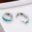 Silver Huggie Opal Earrings "Lopaz" (Green) Carousel 4