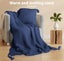 Dreamz Knitting Throw Blanket Cushion Set Pillow Tassel Fringe Sofa Bed Rug Navy Carousel 3