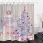 Christmas Tree Interior Xmas Fireplace Pink Decorated Indoors Shower Curtain Bat Carousel 3