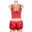 Women 3 Piece Floral Lace Bottom and Top Red Lingerie Set Carousel 8