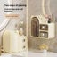 Elosung Brown Rotating Desktop Cosmetic Organiser High End Dustproof Wall Mounte Carousel 5