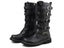 Winter Men's Leather Motorcycle Boots Punk Chain Mid-calf Platform Boots Gothic Carousel 3