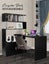 Black Office Computer Desk L Shaped Rotating Corner Study Writing Table Shelves Carousel 1