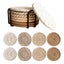 Polka Dot Flax 8 Piece Drink Coasters with Holder Minimalist Cotton Woven 4 Colo Carousel 6